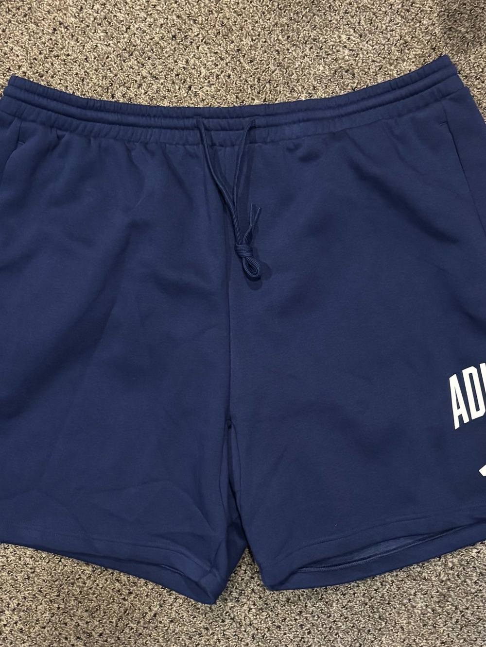 adidas Navy Athletic Drawstring Shorts with Logo